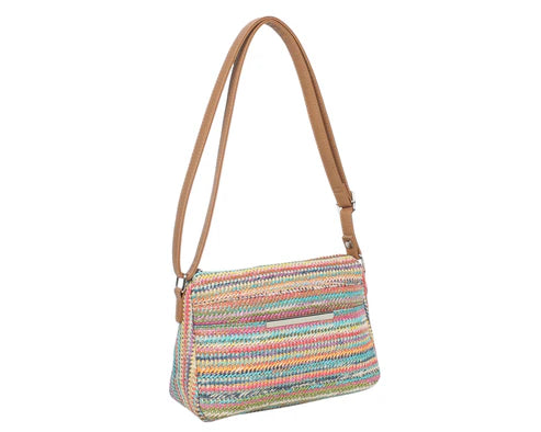 BOLSO BANDOLERA RAFIA COLORIDOS. REF: SY723LK