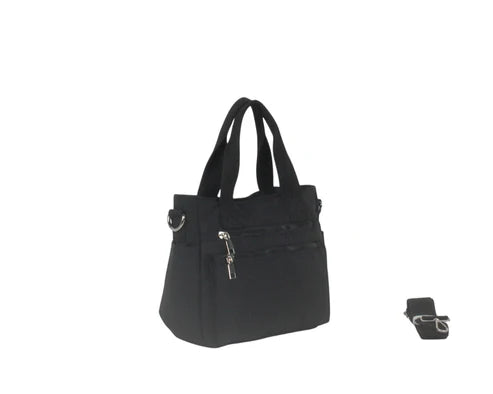 BOLSO DE MANO CON BANDOLERA, NYLON. REF: GB036