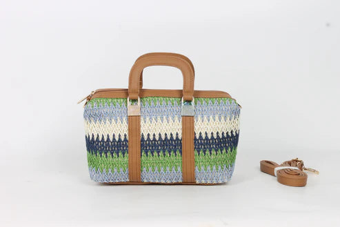 BOLSO DE MANO CON BANDOLERA RAFIA. REF: W201353R