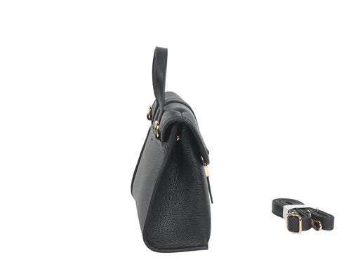 BOLSO DE MANO CON BANDOLERA, SOLAPA. REF: W201367