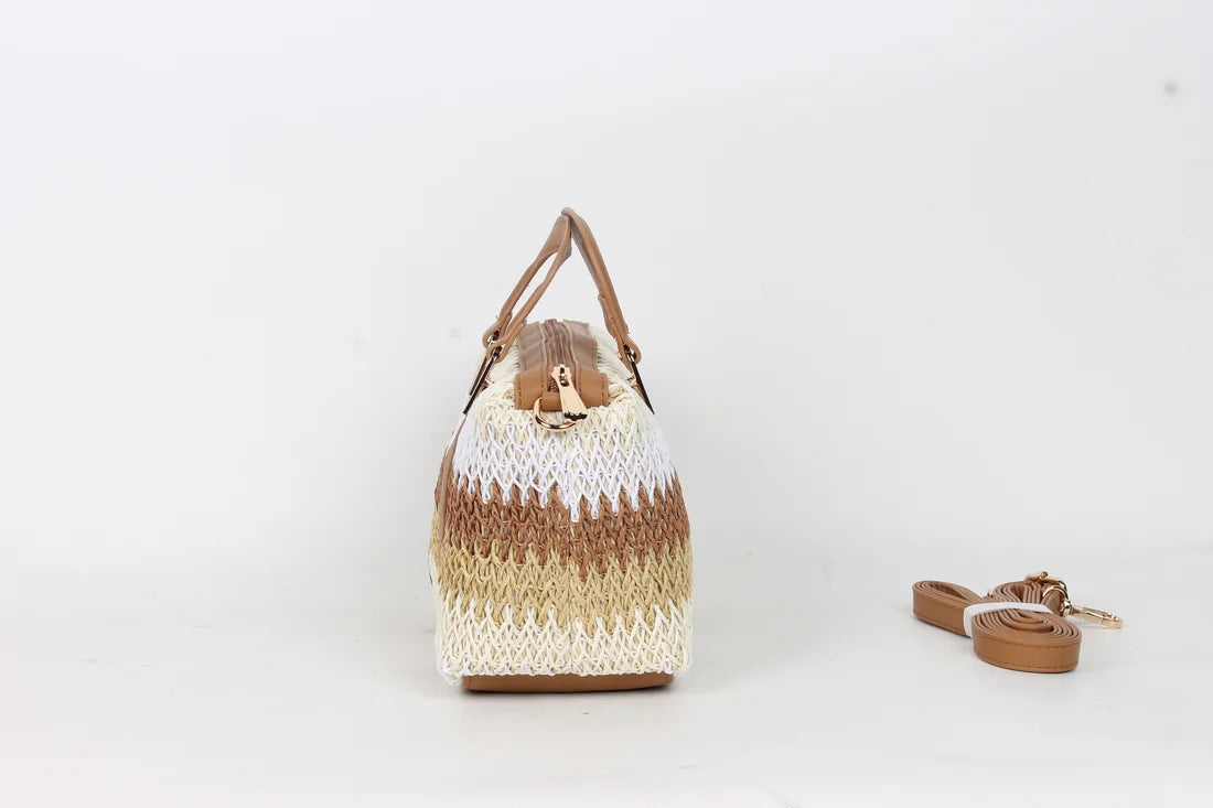 BOLSO DE MANO CON BANDOLERA RAFIA. REF: W201353R