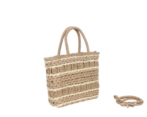 BOLSO DE MANO CON BANDOLERA RAFIA. REF: LL032