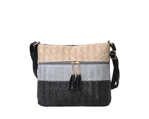 BOLSO BANDOLERA RAFIAS RAYAS. REF: SF8167T